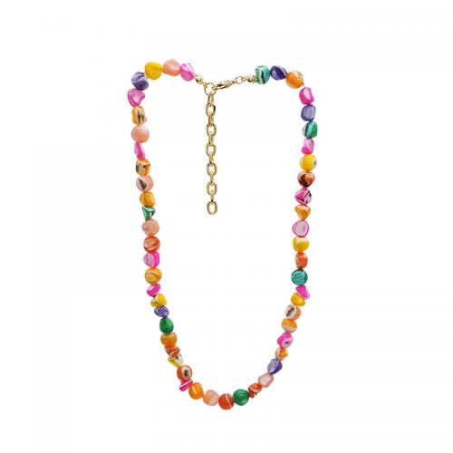 Shell Zinc Alloy Necklace, with Zinc Alloy, with 5cm extender chain, gold color plated, fashion jewelry & for woman, multi-colored, beads length 5-6mm Approx 38 cm [