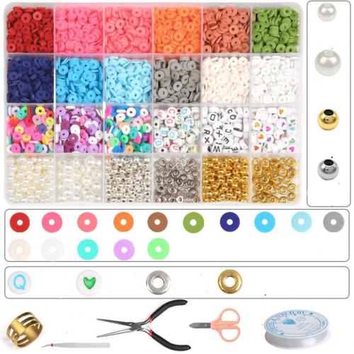 DIY Jewelry Finding Kit, Polymer Clay, with Plastic Box & Crystal Thread & Resin & Zinc Alloy 