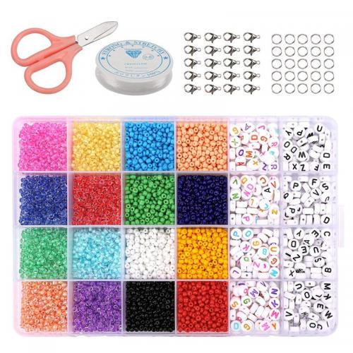 DIY Jewelry Finding Kit, Glass, with Plastic Box & Elastic Thread & Resin & Zinc Alloy, 24 cells, mixed colors 