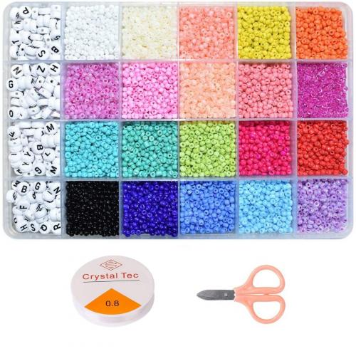 DIY Jewelry Finding Kit, Glass, with Plastic Box & Crystal Thread & Resin, 24 cells, mixed colors 