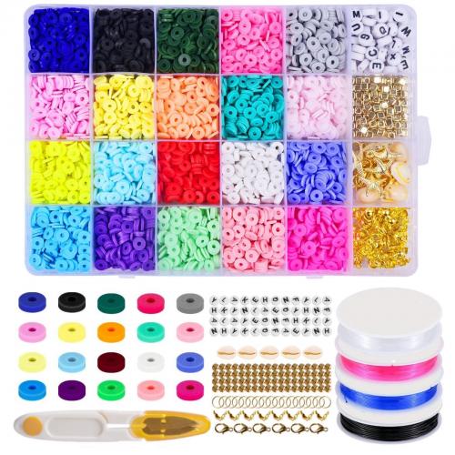 DIY Jewelry Finding Kit, Polymer Clay, with Plastic Box & Crystal Thread & Zinc Alloy, 24 cells, mixed colors 