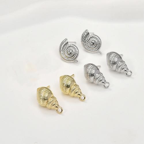 Brass Earring Stud Component, plated, DIY 