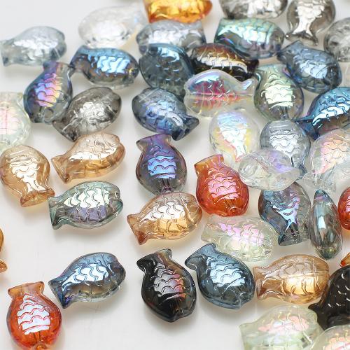 Vernickelt Glasperlen, Glas, Fisch, DIY, keine, 10x14mm, 30PCs/Tasche, verkauft von Tasche