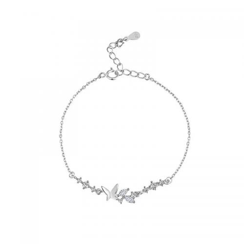 925 Sterling Silver, with 2.5CM extender chain, plated, micro pave cubic zirconia & for woman, platinum color Approx 16.5 cm 