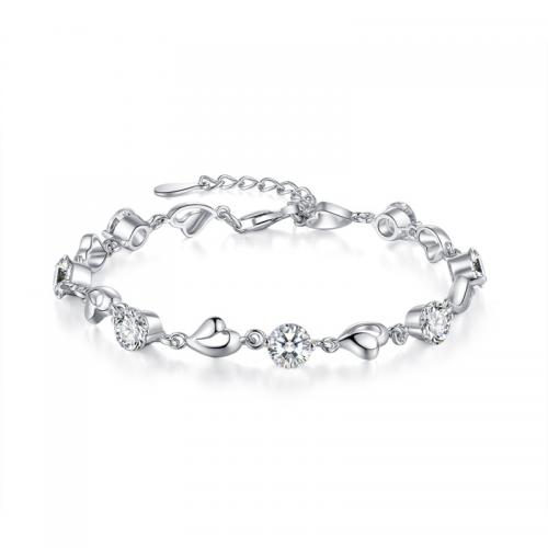 925 Sterling Silver, with 5CM extender chain, plated, micro pave cubic zirconia & for woman Approx 16.5 cm 