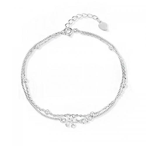 Cubic Zirconia Micro Pave Sterling Silver Bracelet, 925 Sterling Silver, with 3CM extender chain, plated, micro pave cubic zirconia & for woman Approx 17 cm 