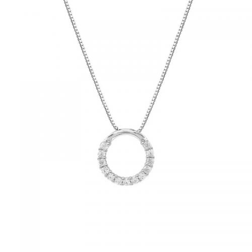 Cubic Zircon Micro Pave Sterling Silver Necklace, 925 Sterling Silver, plated, micro pave cubic zirconia & for woman, platinum color Approx 45 cm 