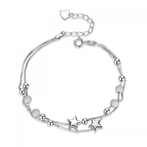 Sterling Silver Bracelets, 925 Sterling Silver, with 4CM extender chain, plated, for woman, silver color Approx 16 cm 