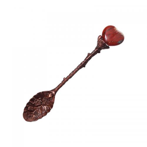 Gemstone Spoon, with Brass, Heart, plated 110mm 