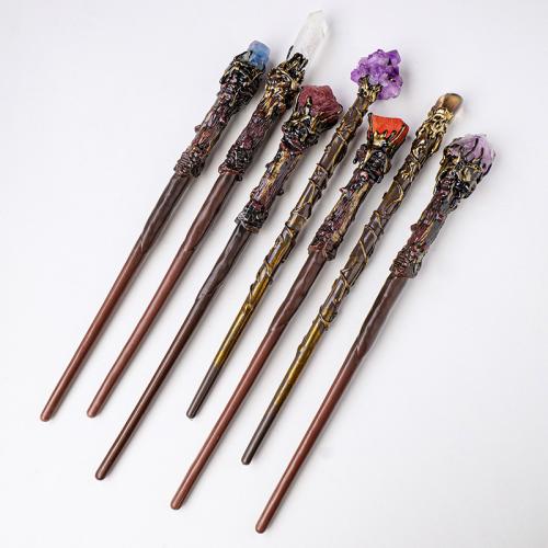 Gemstone Magic Wand Props, with Wood magic wand props length 330-340mm 