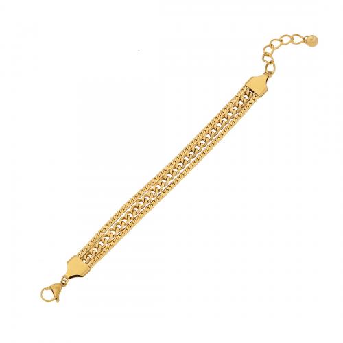 304 Stainless Steel Bracelet, gold color plated & for woman & with rhinestone Approx 6.3-6.9 Inch 