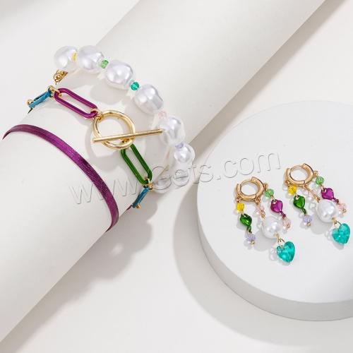 Glas Perlen Schmuck Sets, Zinklegierung, mit Glasperlen & Kunststoff Perlen, Herz, goldfarben plattiert, verschiedene Stile für Wahl & für Frau, keine, verkauft von Paar