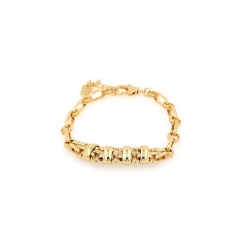 Bracelets en laiton, avec 3.5cm chaînes de rallonge, Plaqué or 18K, bijoux de mode & unisexe Environ 14.5 cm, Vendu par PC