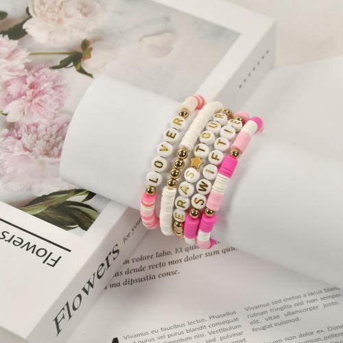 Bracelets d'argile polymère, argile de polymère, fait à la main, bijoux de mode & pour femme, plus de couleurs à choisir Environ 17.5 cm, Vendu par PC