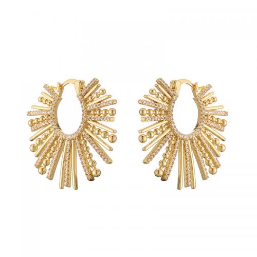 Brass Drop Earring, plated, fashion jewelry & micro pave cubic zirconia & for woman 