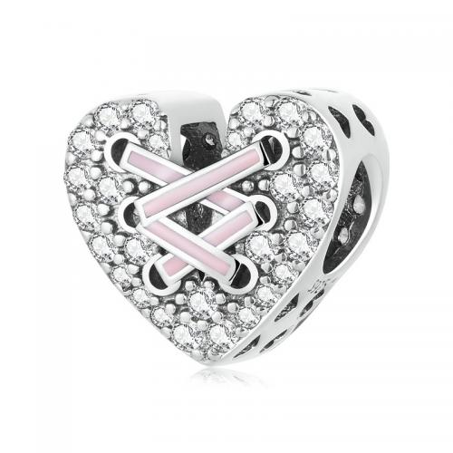 Cubic Zirconia Sterling Silver Beads, 925 Sterling Silver, DIY & micro pave cubic zirconia & enamel Approx 4.5mm 