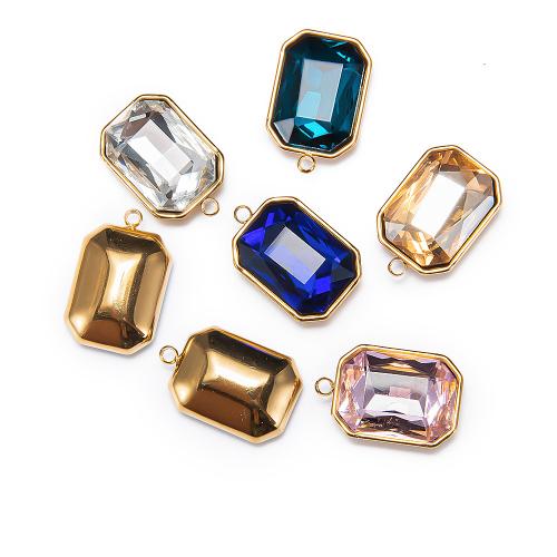 joyas de colgante de cristal de corazón, acero inoxidable 304, con Cristal, Bricolaje, más colores para la opción, 16x12mm, 5PCs/Bolsa, Vendido por Bolsa