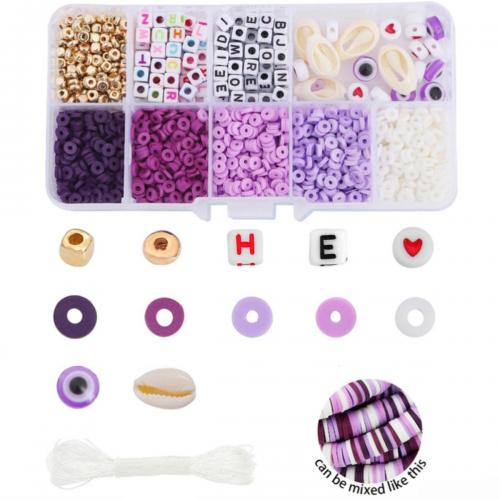 DIY Jewelry Finding Kit, Polymer Clay, with Plastic Box & Crystal Thread & Resin, 10 cells 