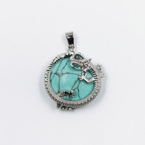 Gemstone Jewelry Pendant, Natural Stone, with Zinc Alloy, silver color plated, DIY 