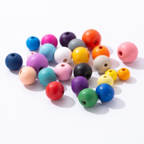 Gefärbtes Holz Perlen, rund, DIY & verschiedene Größen vorhanden, gemischte Farben, verkauft von Tasche