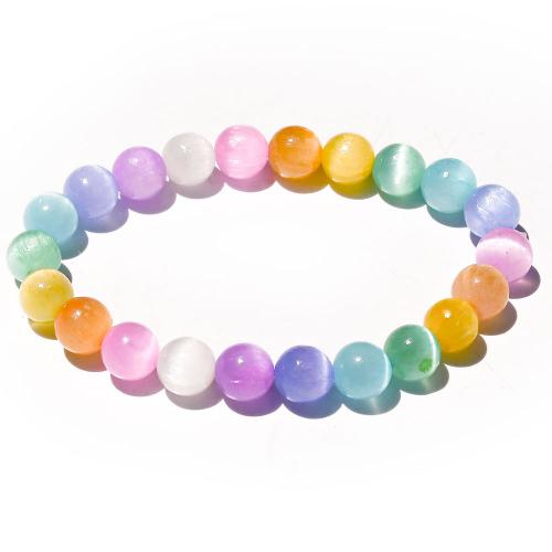 Gemstone Bracelets, Gypsum, Round, fashion jewelry & for woman, multi-colored, 8mm Approx 18 cm 