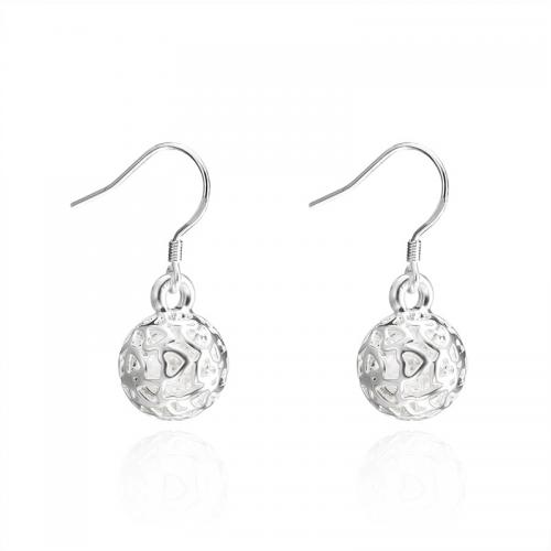 Zinc Alloy Drop Earring, Round, silver color plated, fashion jewelry & for woman 