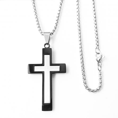 Titanium Steel Jewelry Necklace, Cross, polished, fashion jewelry & for man 
