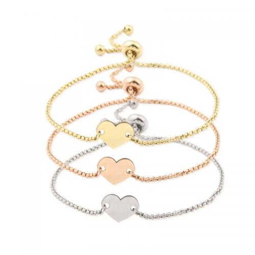 Stainless Steel Chain Bracelets, 304 Stainless Steel, Heart, plated, fashion jewelry & for woman 