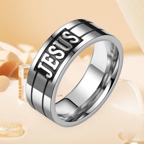 Titanium Steel Finger Ring, Round, plated & for man & enamel 