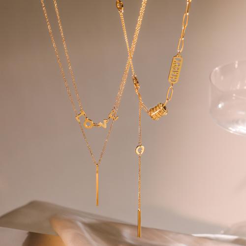 Titanium Steel Jewelry Necklace, plated, fashion jewelry gold 