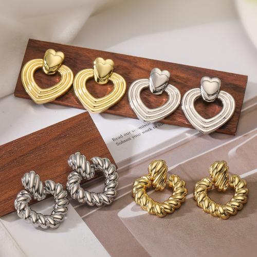 Brass Stud Earring, Heart, plated, fashion jewelry 
