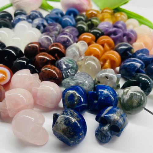 Драгоценный камень украшения, Природный камень, Череп, различные материалы для выбора, Много цветов для выбора, 25.4mm, продается PC