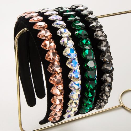 Hair Bands, Velveteen, with Glass Rhinestone, for woman 