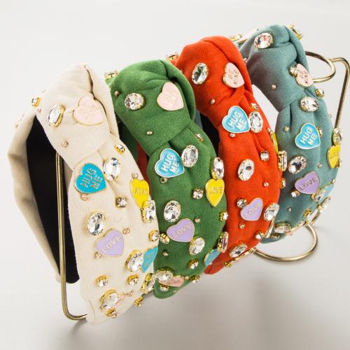Hair Bands, Cloth, with Glass Rhinestone & Zinc Alloy, for woman 