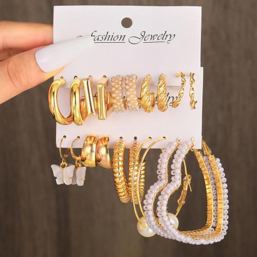 Resin Zinc Alloy Earring, with Resin & Plastic Pearl, 10 pieces & fashion jewelry & for woman 