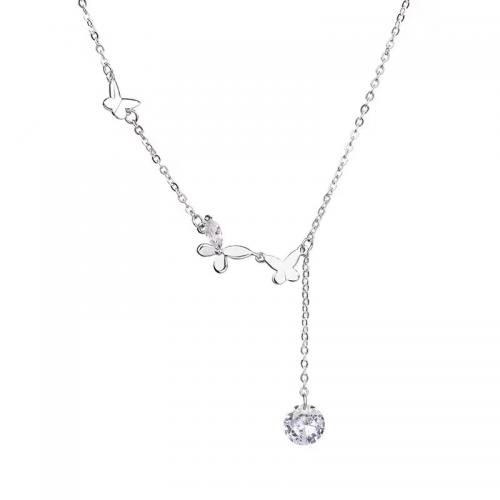 Cubic Zircon Micro Pave Brass Necklace, with 5CM extender chain, plated, micro pave cubic zirconia & for woman, platinum color Approx 45 cm 