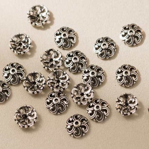 Sterling Silver Bead Caps, 925 Sterling Silver, Antique finish, DIY, original color, 7mm Approx 1mm 
