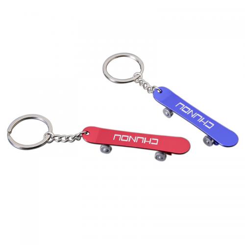 Zinc Alloy Key Clasp, with PU Leather, Skateboard, plated, Unisex 