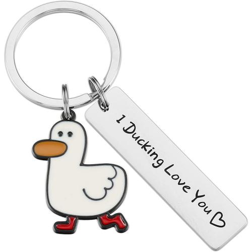 316L Stainless Steel Key Clasp, Duck, plated, Unisex & with letter pattern & enamel 