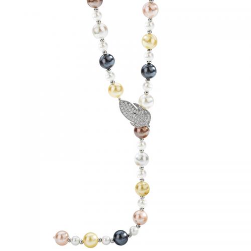 perle de plastique collier, avec alliage de zinc, feuille, Placage, pour femme & avec strass, plus de couleurs à choisir Environ 23.6 pouce, Vendu par PC