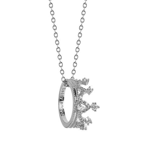 Zinc Alloy Necklace, with 2inch extender chain, Crown, plated, for woman & with rhinestone Approx 15 Inch 