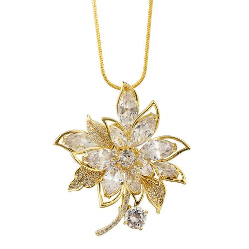 Zinc Alloy Sweater Necklace, with Crystal, Flower, plated, snake chain & for woman & with rhinestone Approx 33.9 Inch 