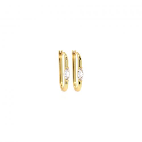 Boucles d'oreilles en laiton zircon cubique, rectangle, Plaqué or 18K, bijoux de mode & pavé de micro zircon & pour femme Vendu par paire