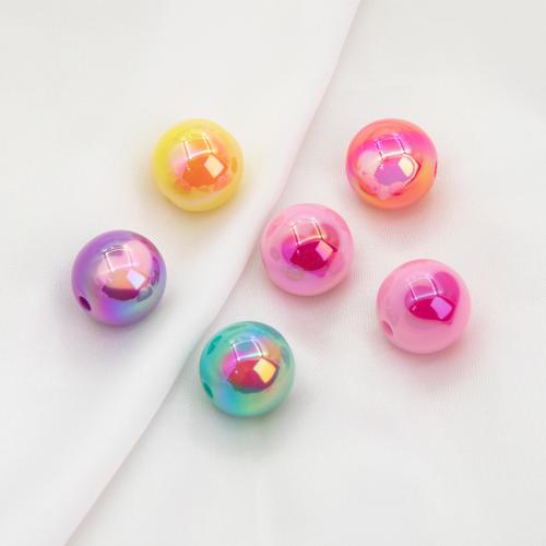 Perles acryliques plaquée, Acrylique, Rond, Placage, DIY, plus de couleurs à choisir Environ Vendu par sac
