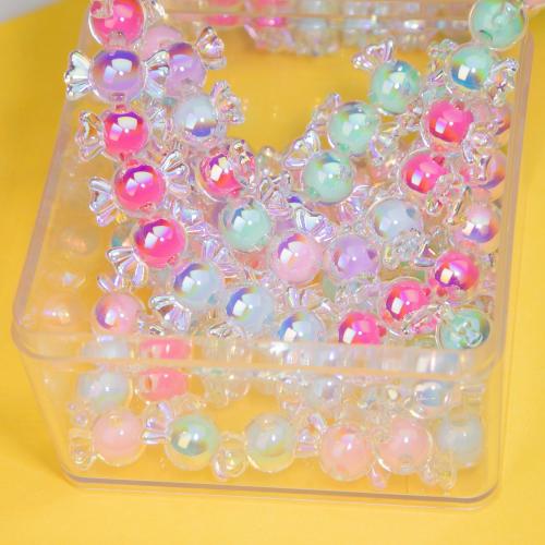 Perles acryliques plaquée, Acrylique, bonbon, Placage UV, DIY, plus de couleurs à choisir Environ Vendu par sac