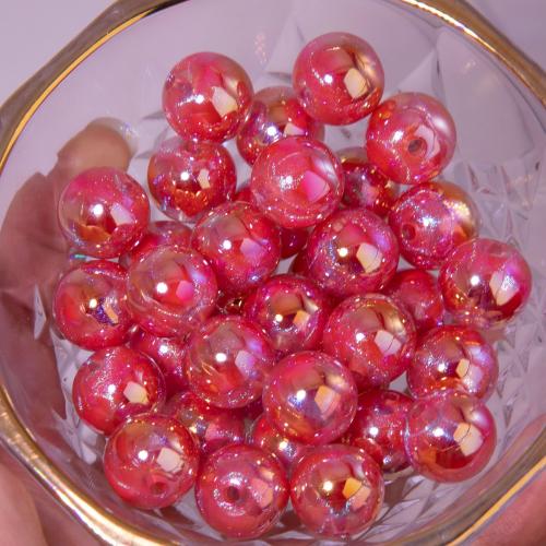 Plating Acrylic Beads, Round, UV plating, DIY 16mm Approx 3mm, Approx 