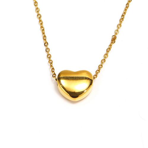 Collar de la joyería de titanio, Partículas de acero, Corazón, 18K chapado en oro, para mujer, dorado, 10x11.8mm, longitud:aproximado 40 cm, Vendido por UD