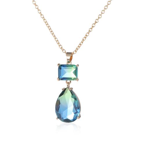 Kristall Halskette, Messing, mit Kristall, Modeschmuck & für Frau, 36mm, Länge:ca. 45 cm, verkauft von Strang