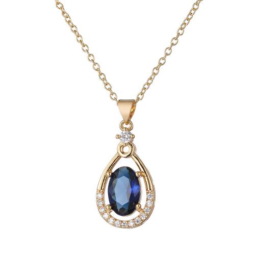 Cubic Zircon Micro Pave Brass Necklace, with Cubic Zirconia, fashion jewelry & for woman Approx 45 cm 
