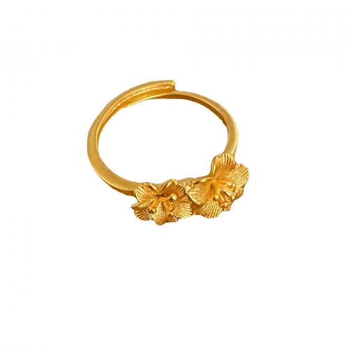 Anillo de dedo de latón, metal, Flor, chapado en color dorado, Joyería & para mujer, dorado, inner diameter 17mm, Vendido por UD